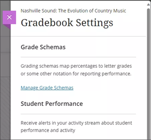 Gradebook Settings menu,